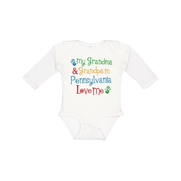 Inktastic Pennsylvania Grandma and Grandpa Love Me Boys or Girls Long Sleeve Baby Bodysuit