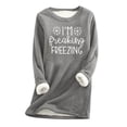 thumbnail image 3 of Jinhomg Casual Loose Pullovers for Women Fall Winter Warm Sherpa Lined Sweatshirt Funny Letter Print Long Sleeve Crewneck Loungewear Tops Seasonal Sale Gray S, 3 of 6