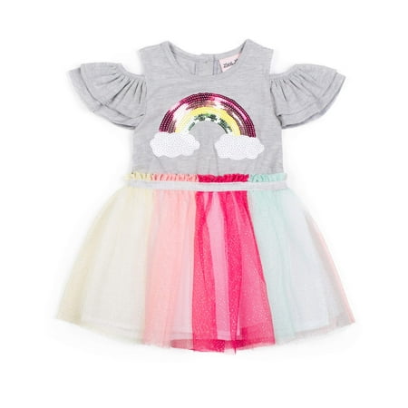 Little Lass Short Sleeve Jersey & Rainbow Sparkle Tutu Dress (Baby Girls & Toddler Girls)