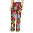 thumbnail image 3 of Xecao Vector Mexican Otomi Style Bright Women's Straight Lounge Pajama Pants: The Epitome of Relaxed Sleepwear, 3 of 9
