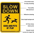 thumbnail image 3 of Slow Down Kids and Pets at Play Signs, 18" x 12" Reflective Metal Safety Sign for Neighborhood Driveway or Yard, 40Mil Rust Free Aluminum Weather Resistant Waterproof, 3 of 5