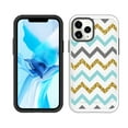 thumbnail image 2 of Kaleidio Case For iPhone 12 Pro Max (6.7") [Metallic Armor] Lightweight Hybrid [Shockproof] 2-Piece Carbon Fiber Accent Cover [Teal Gold Zig Zag], 2 of 4
