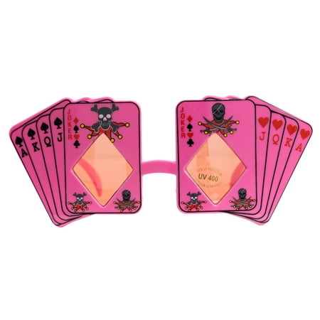 Skull Poker Playing Cards Costume Novelty Sunglasses, Pink Black Frame, OS