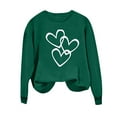 thumbnail image 2 of QUNYINEY Crew Neck Sweatshirt for Women Casual Green Love Heart Long Sleeve Tops Loose Pullover Drop Shoulder Sweatshirts, 2 of 3
