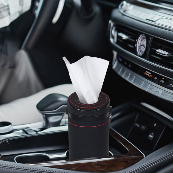 Uonlytech Sleek Black Cylinder Tissue Box for Car Cup Holder Organizing Interior Space