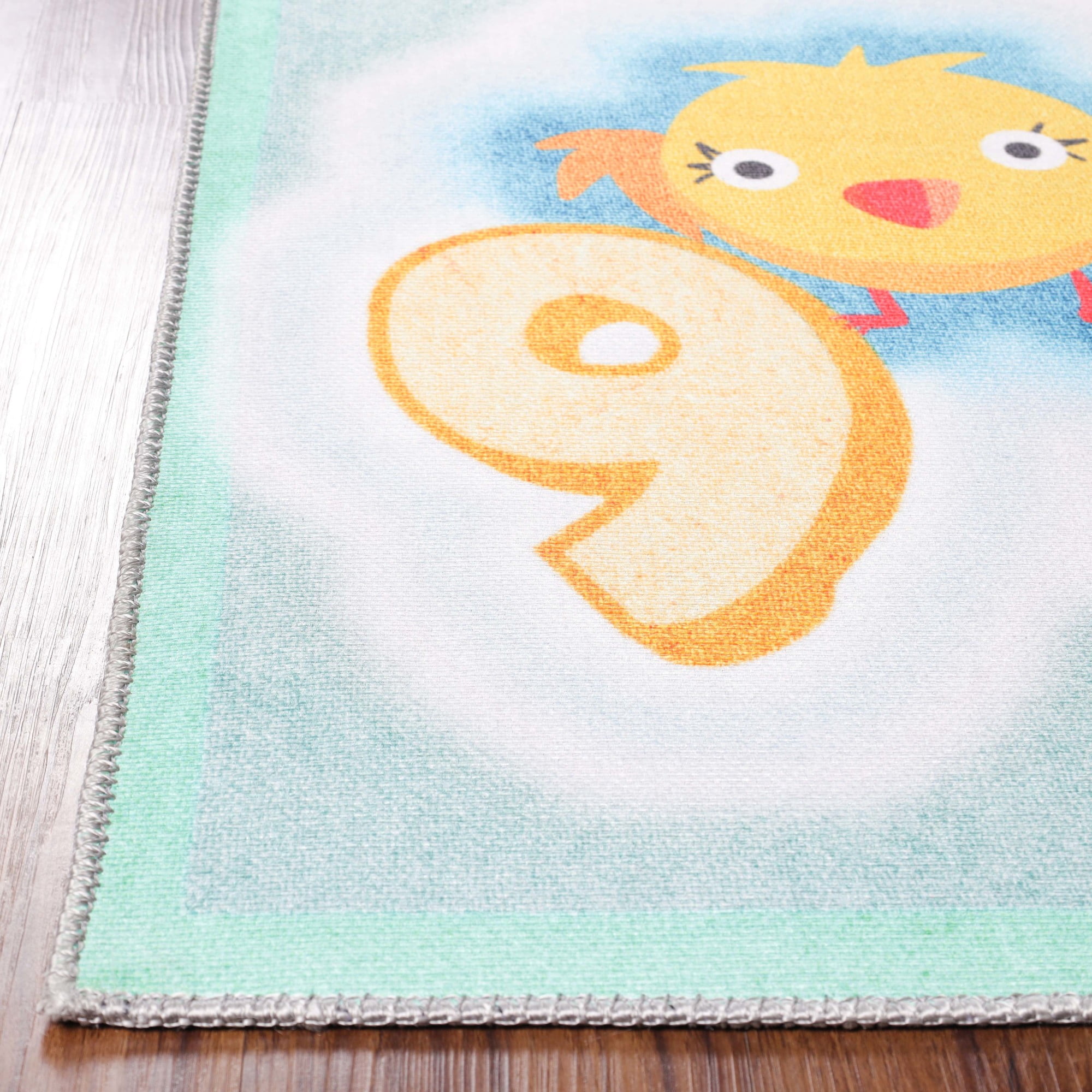 Playtime Numbers Indoor Flatweave Polyester Anti-Skid Kids' Area Rug, 5' x 7'6", Aquamarine by Superior