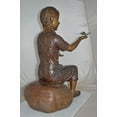 thumbnail image 6 of Nifao Girl Sitting on A Rock Holding Butterflies Bronze Statue – Home Office Decor Sculpture, 26"L x 17"W x 34"H, 6 of 11