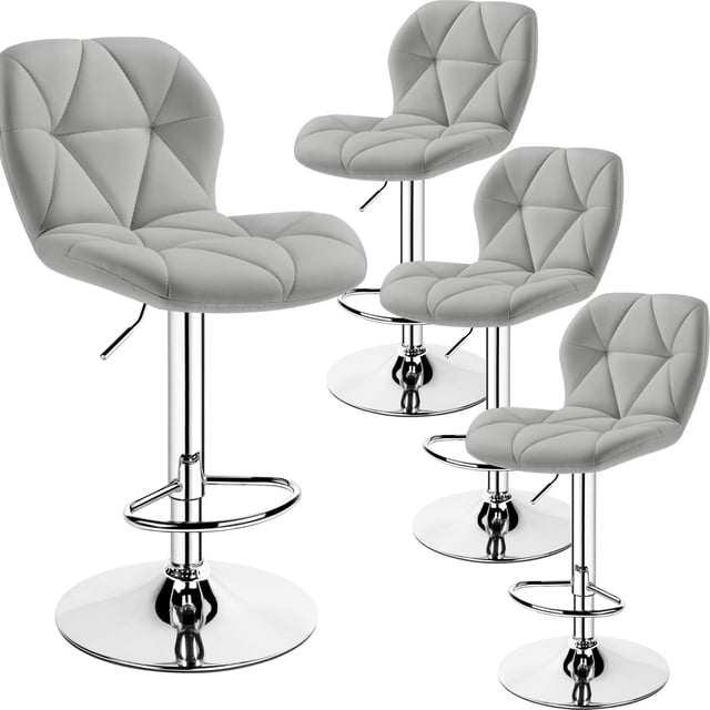 Juego de 4 taburetes de bar Yaheetech de piel sintética giratorios, color gris claro