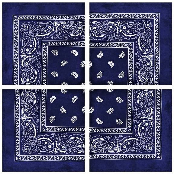 BIGTREE 4pk Navy Unisex Cotton Bandanas Multi-Purpose Headband