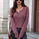 thumbnail image 5 of Blusas de Mujer, Corte Entallado, Cuello en V, Botones, Camisa Henley Rojo Ladrillo XL, 5 of 10