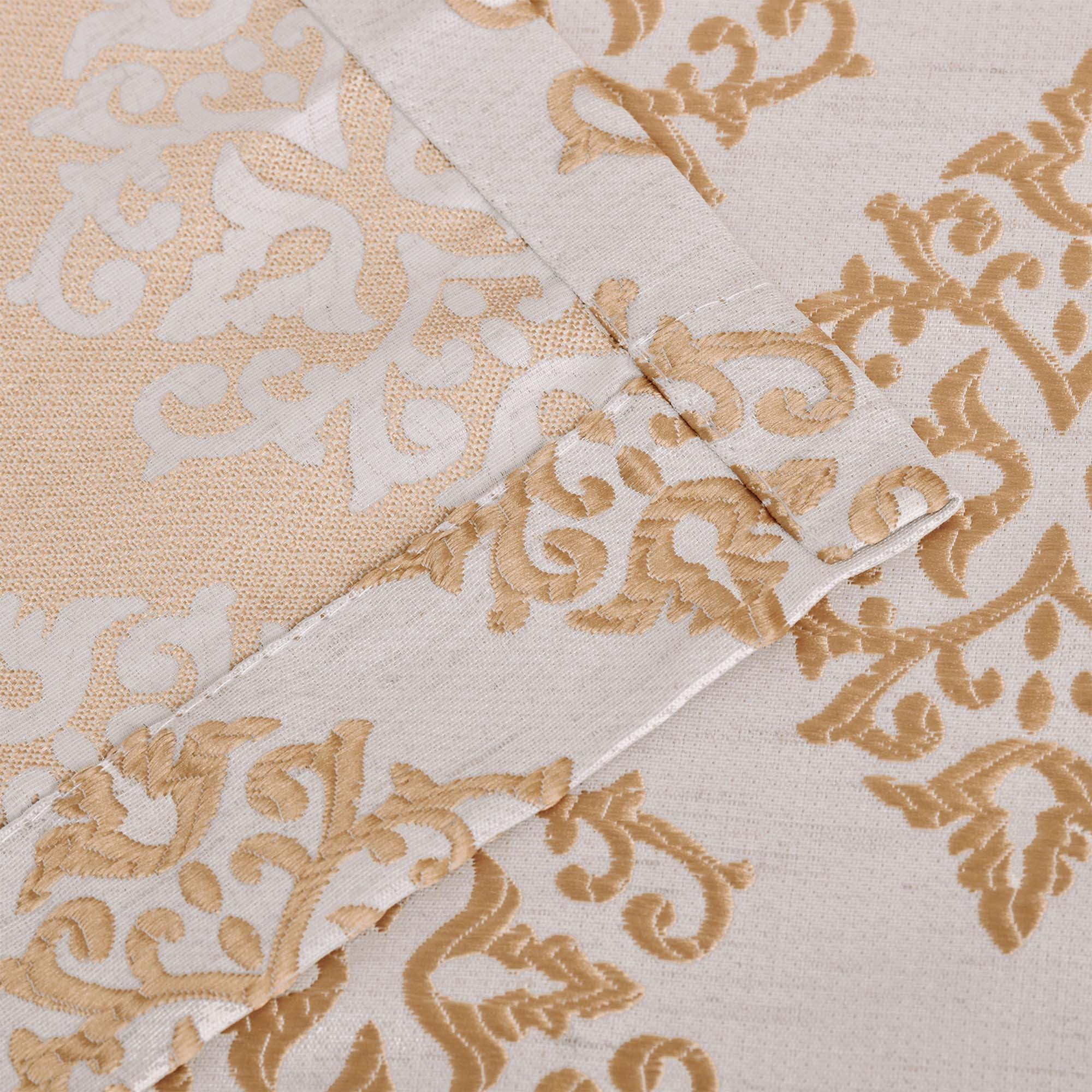 Superior Venetian Damask Jacquard Grommet Curtain Panel, Set of 2, 52" x 96", Gold