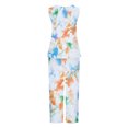 thumbnail image 5 of Aqestyerly Ensemble 2 Pcs pour Femmes Été Tenues Imprimées Décontractées Col Rond Débardeurs Sans Manches et Pantalons Longs Survêtements, 5 of 5