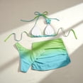 thumbnail image 4 of JoveMarine Women's Gradient Color Tie-Dye Bikini Set, Three-Piece Swimwear for Beach Vacation, Trendy Bikini Sets for Women with Adjustable Ties,Light Green M, 4 of 4