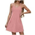 thumbnail image 5 of WCMZJ Womens Summer Sleeveless A-Line Mini Dress 2025 Sexy Backless Spaghetti Strap Party Club Dresses with Pockets Pink L, 5 of 7