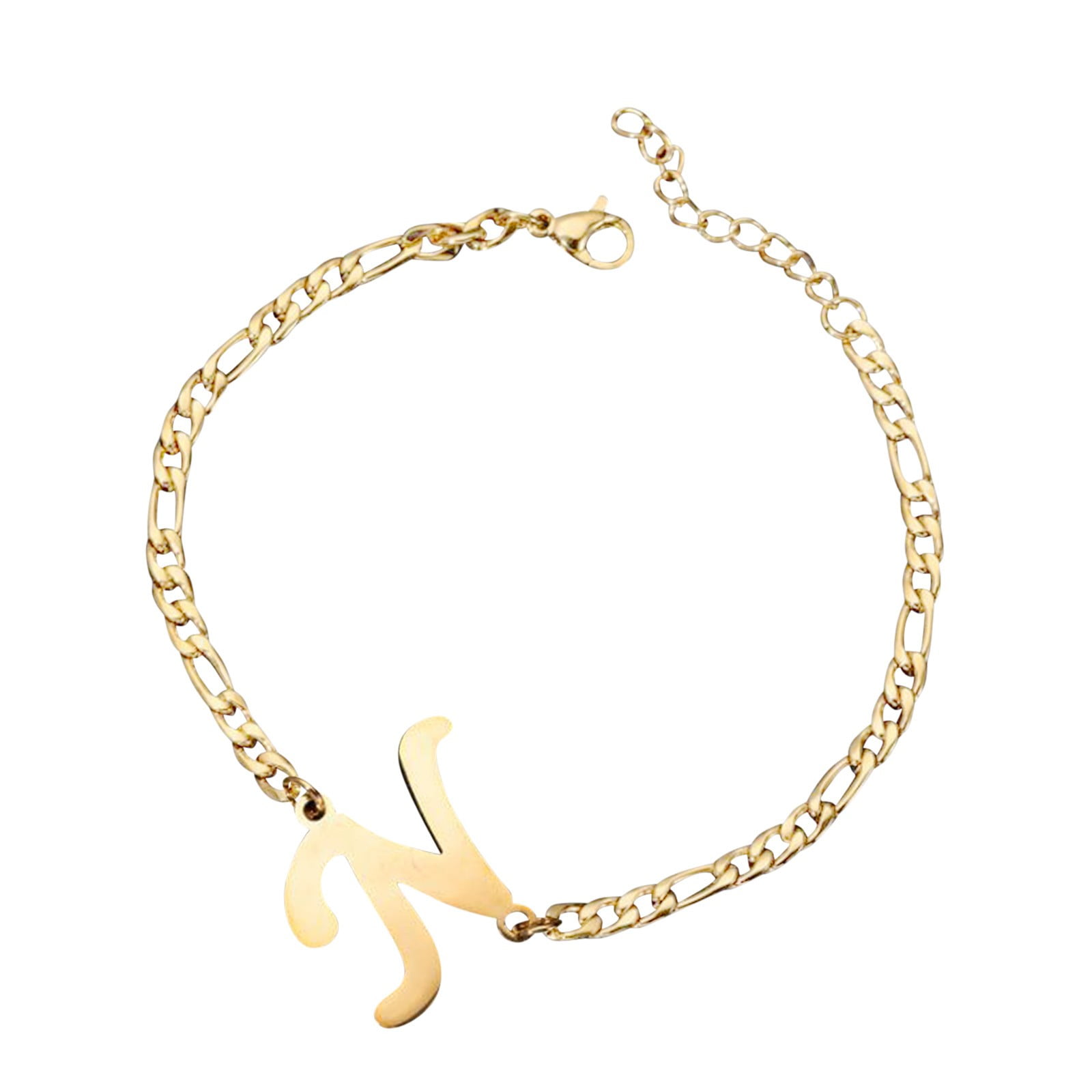 AUNOOL Initial Ankle Bracelets for Women 14K Gold Plated Disc Name