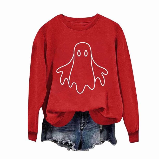 Ailaofu Womens Halloween Crewneck Sweatshirt Cute Long Sleeve Graphic Pullover Tops Fall Fashion Clothes