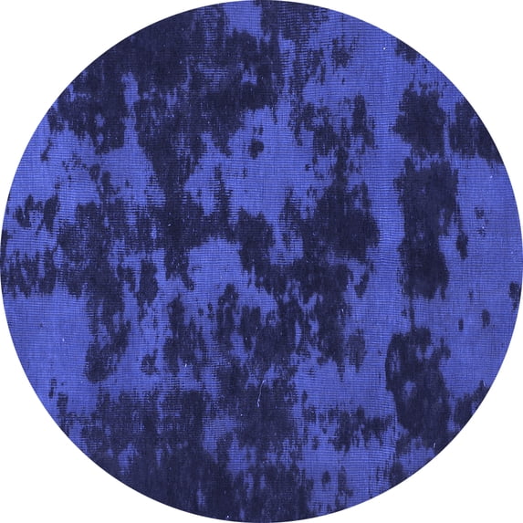 Ahgly Company Machine Washable Indoor Round Abstract Blue Modern Area Rugs, 8' Round