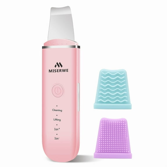Skin Cleanser Facial Skin Scraper Facial Cleansing Scraper Deep Cleansing Blackhead Remover Pore Cleanser with 4 Modes (Pink)