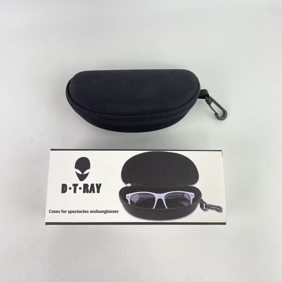 D·T·RAY Cases for spectacles andsunglasses,Zipper Shell Eyeglasses and Sunglasses Case with Plastic Carabiner Hook