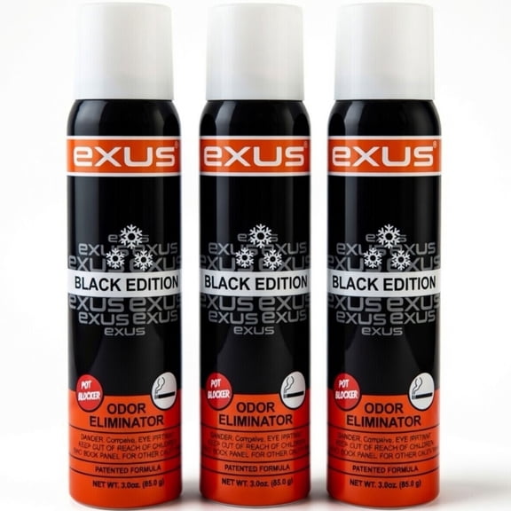 Exus Odor Eliminator & Air Freshener Spray For Strong Odor - 3.0 Oz. (3 Pack - 9.0 Oz.) (Black Edition)