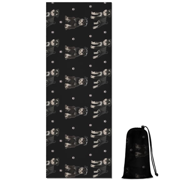 Schnauzer Dog Hot Yoga Mat Towel Non Slip for Hot Yoga - Quick-Drying Yoga Mat Cover with 4 Corner Pockets with Travel Bag - Hot Yoga Towel Non Slip Grip Moisture Wicking Sweat 70"x26"