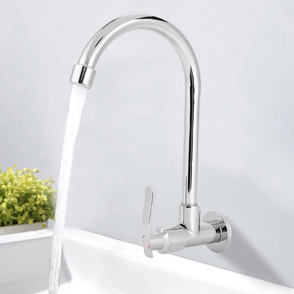 Wall Mounted Faucet Tap Single ColdPlated 360 Degree Rotation Kitchen Faucet For Sink And Mop Pool