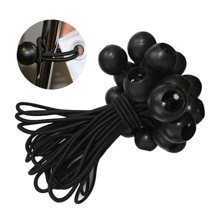 Ryhampaper 75 Pcs 9 Black Ball Bungee Cords Heavy Duty Bungee Canopy Cord Tarp Tie Downs Straps for Camping Shelter Cargo Tent Poles
