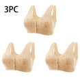 thumbnail image 2 of SMihono Savings 3 Pack Front Closure Daisy Bras for Older Women Push Up Comfortable Bras No Underwire Seniors Full Support Padded Bras Khaki L, 2 of 6