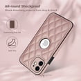 thumbnail image 4 of Compatible WIth iPhone 12 Phone Case with Logo Window,Trendy Diamond-checkered Pattern PU Leather Soft TPU Ultra Slim Anti-fall Shockproof Protective Back Cover Phone Case,Rosegold, 4 of 7