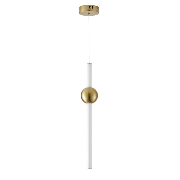 Design Living 1-Light Gold LED Single Pendant With A White Acrylic Shade