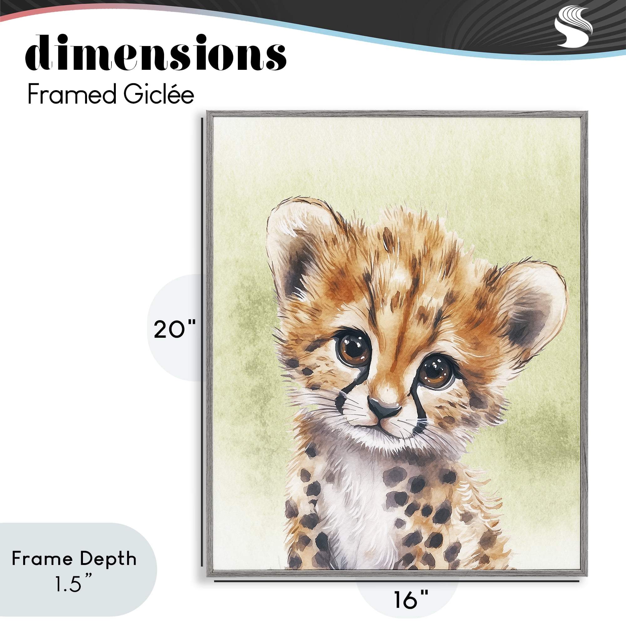 Stupell Industries Jungle Friends Baby Cheetah Gray Framed Giclee Art, design by Christine Simpson Art