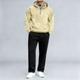 thumbnail image 2 of 2 Piece Mens Sweatsuits Casual Half Zip Hoodie and Sweatpant Pant Sets Sports Outfits Long Sleeve Tracksuits (L, Khaki), 2 of 7
