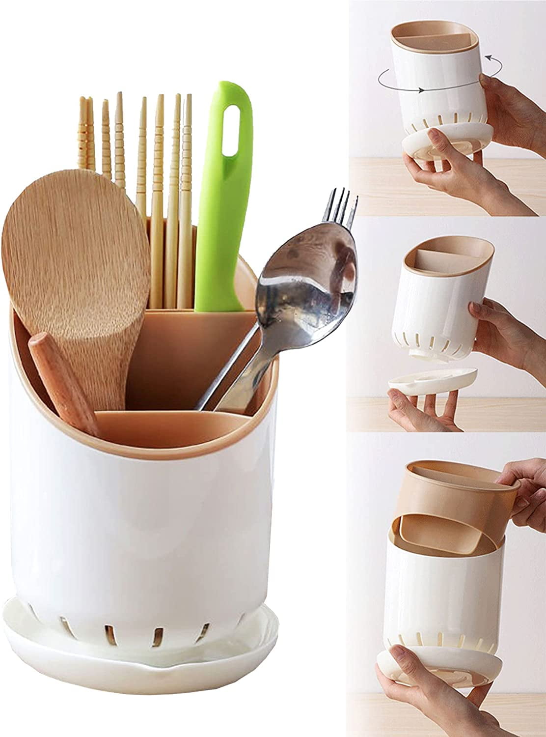 Homgreen Kitchen Utensil Holders Cutlery Drying Rack for Counter with