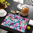thumbnail image 4 of Pioneer Flower Floral Print Pattern Summer Placemats Table Placemats Set Of 4-Linen Kitchen Washable Placemats Table Mats 12x18 Inch Non-Slip Heat Resistant, 4 of 5