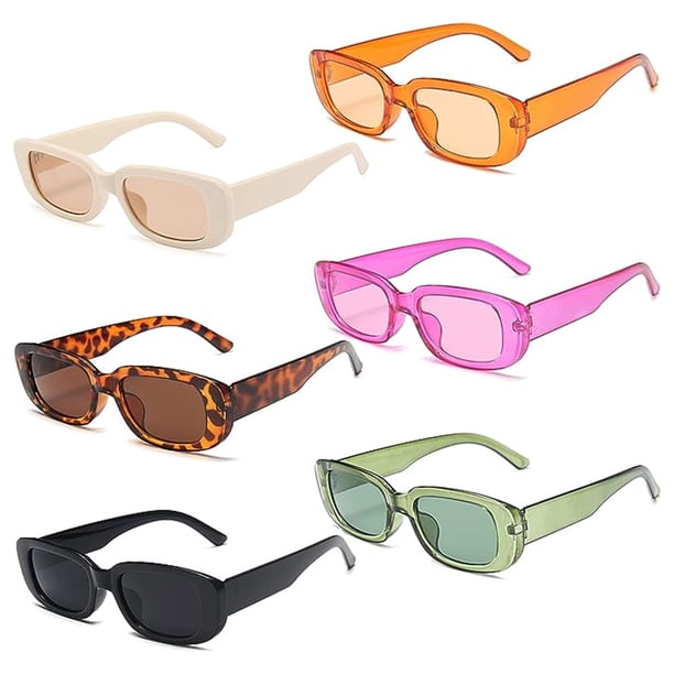6 piezas de gafas de sol retro gafas de sol vintage pequeñas cuadradas rectangulares de los años 90 gafas de moda Y2K para mujeres estéticas