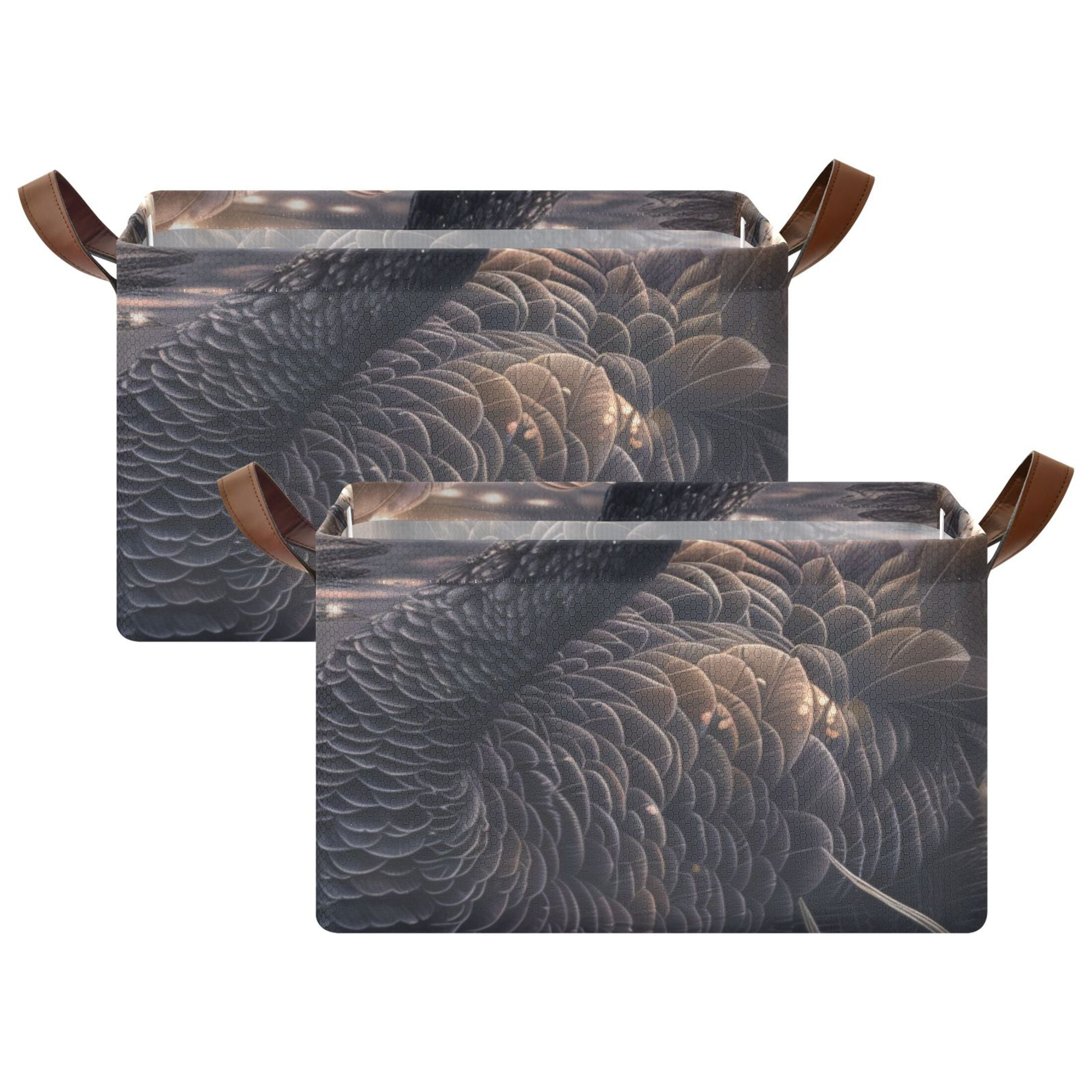 Black Swan Foldable Storage Large Fabric Storage Baskets Organizer Storage Bins with Handles for Shelves