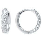 Marisol & Poppy CZ Bezel Set Huggie Hoop Earrings in Sterling Silver for Women, Teen