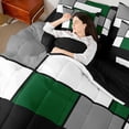 thumbnail image 5 of Manfei Abstract Grid Twin Bedding, Forest Green Checkered Bedding Comforter Set, Black Reversible 7 Pieces, 5 of 6