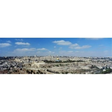 Panoramic Images  Ariel View Of The Western Wall Jerusalem Israel Poster Print by Panoramic Images - 36 x 12