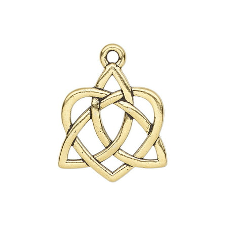

Charm TierraCast antique gold-plated pewter (tin-based alloy) 23x21mm double-sided Celtic heart with cutout design. Sold per pkg of 2.