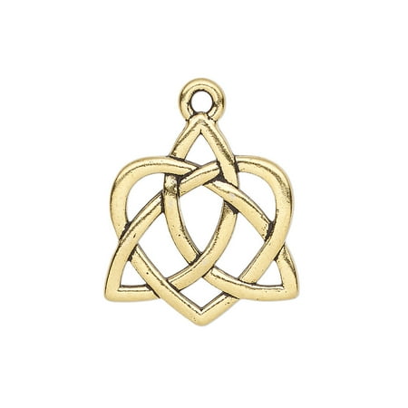 

Charm TierraCast antique gold-plated pewter (tin-based alloy) 23x21mm double-sided Celtic heart with cutout design. Sold per pkg of 2.