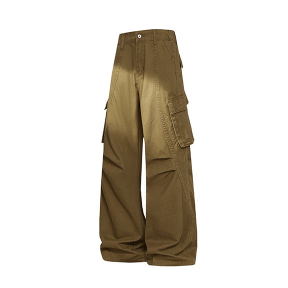 Blmnix Hiking Pants Men's Pants Baggy Travel Pants Low Rise Cargo Jeans Long Yellow Wide-Leg Mens Summer Pants,XXXXL