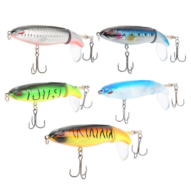 5pcs 9cm/13g Plastic Floating Lure Water Surface Propeller Tractor Simulation Fishing Lure
