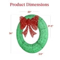 thumbnail image 7 of Best Choice Products 36in Pre-Lit Outdoor Christmas Wreath, LED Metal Holiday Decor w/ 120 Lights, Bow - Green/Red, 7 of 7