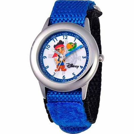 Disney Jake and the Neverland Pirates Boys' Stainless Steel Watch, Blue Strap