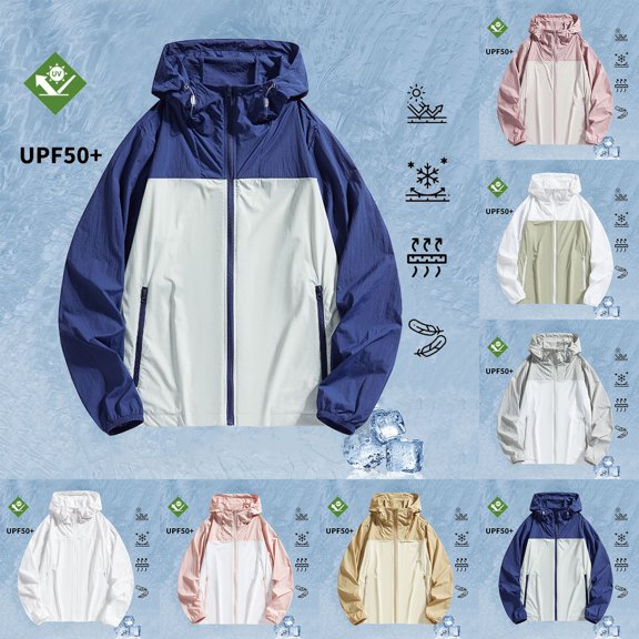 Fengqque Men's UPF 50 Sun Protection Hoodie Jacket Zip Up Lightweight Long Sleeve Color Blocked UV Fishing Shirts Quick Dry Zip Pockets Yellow XL(XL)