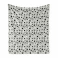 thumbnail image 1 of Flower Soft Flannel Fleece Throw Blanket, Simple Monochromatic Floral Repetition with Abstract Outline Petals, Cozy Plush for Indoor and Outdoor Use, 70" x 90", Ivory and Charcoal Grey, by Ambesonne, 1 of 5