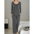 thumbnail image 4 of Womens 2 Piece Pajama Sets, Long Sleeve Tops with Comfy Pants, Ladies Pjs Sets with Pockets, 4 of 5