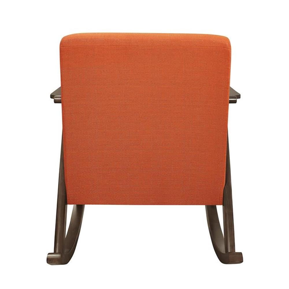 Lexicon Waithe Mid-Century Textured Fabric Rocking Chair in Dark Walnut/Orange