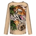 thumbnail image 5 of Womens Animal Graphic T Shirt Novelty Tiger Leopard Print Tees 3/4 Sleeve Trendy Tops Summer Round Neck Blouses, 5 of 5